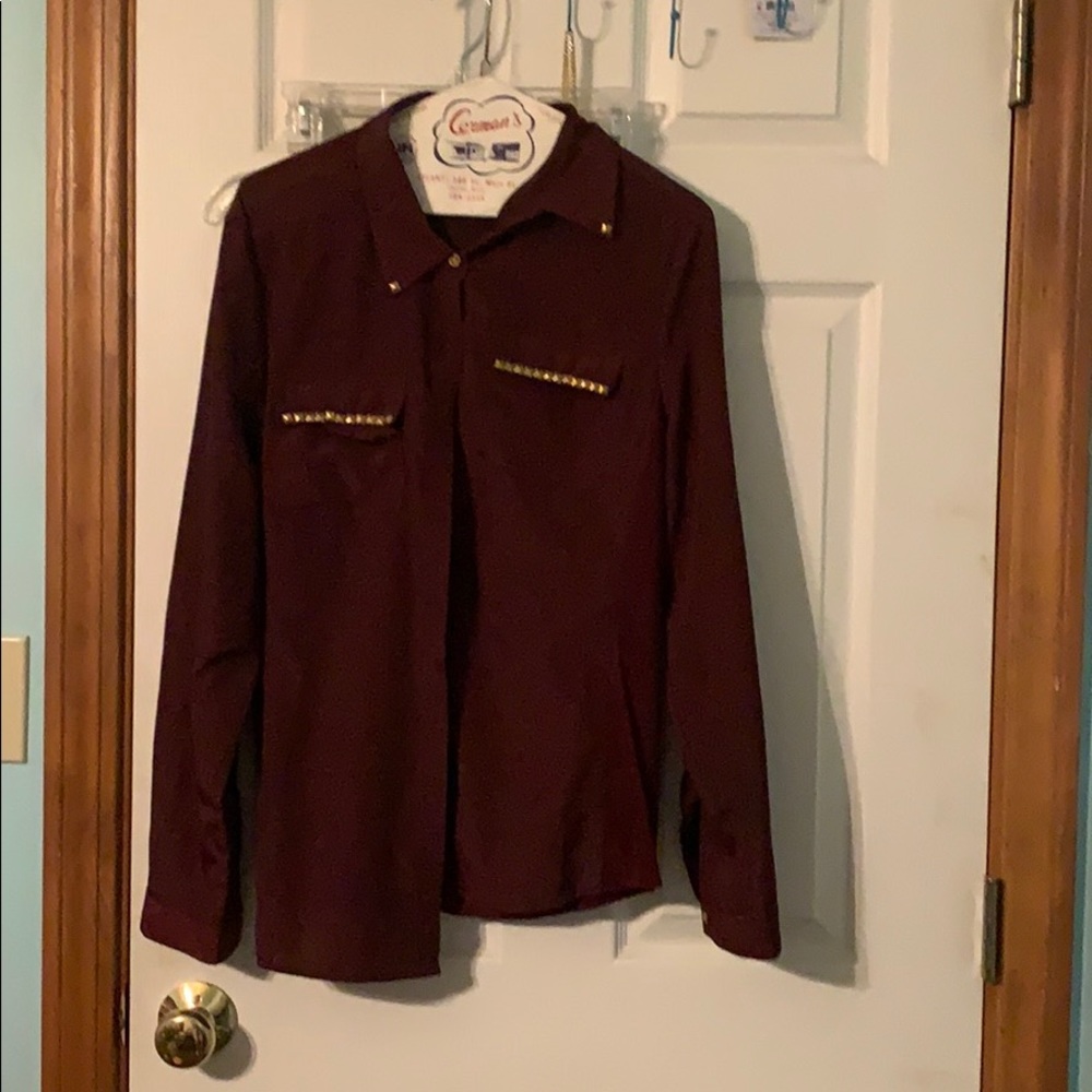 Burgundy button down